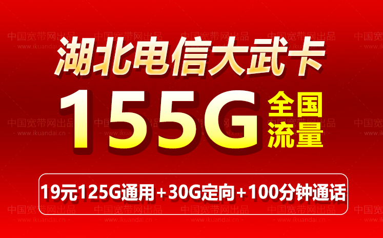 湖北电信大武卡19元155G+100分钟流量卡套餐介绍